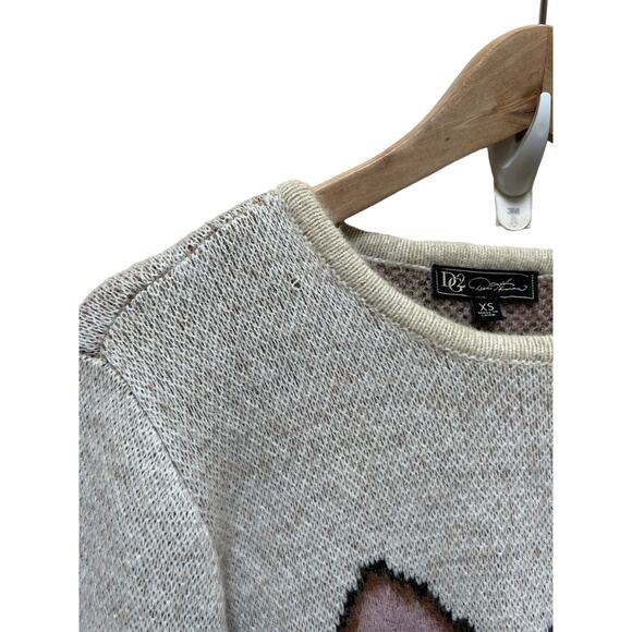 DG2 Diane Gilman French Bulldog Fuzzy Pullover Sweater Size XS Oversized - Picture 7 of 12